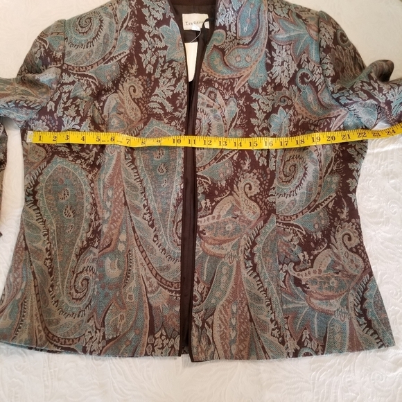 New Tradition Paisley Print Blue and Brown Blazer Size 18 - Picture 7 of 10